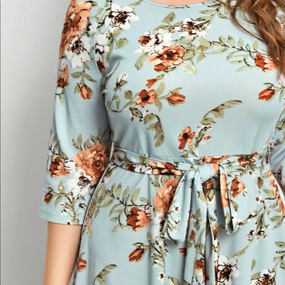 Boho mint floral print belted maxi dress - Picture 11 of 11